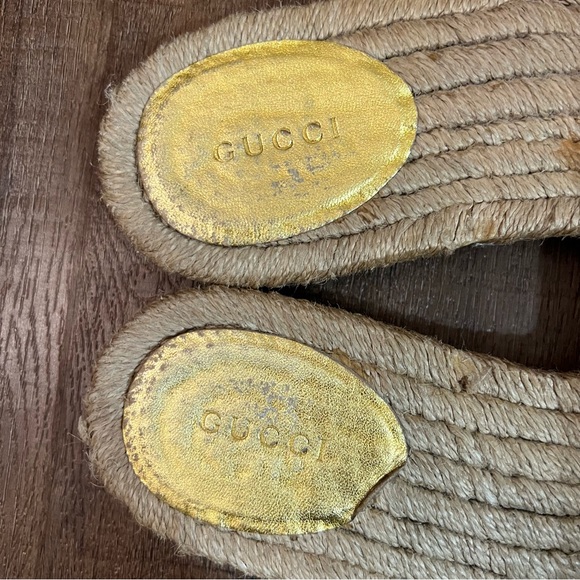 GUCCI interlocking G espadrille sandal gold metallic - Picture 5 of 14